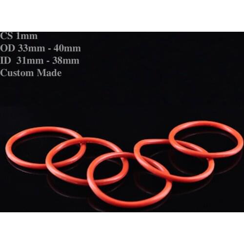 50x VMQ O Ring Seal Silicon Rubber Washer Gasket Spacer M31 - M38 OD 33 34 35 36 37 38 39 40mm x CS1mm Red