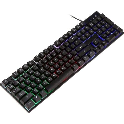 USB Wired Spanish Keyboard 104 Keys Full-size Ergonomic Office Gaming Backlight Keyboard for Desktop Computer Laptop
