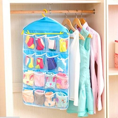 Clothing Hanger Closet Shoes Underpants Storage Bag 16 Pockets Foldable Wardrobe Hanging Bags Socks Briefs Organizer closet
