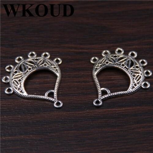 WKOUD 20pcs Antique Sliver chandelier Charm Handmade Earrings Jewelry Findings 34x30mm A88