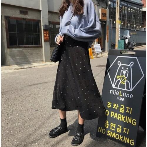 Women skirt Spring 2021 new womens skirts polka-dot fishtail mid-length high-waisted a-line skirt