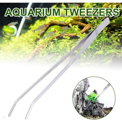 1pc Fish Tank Long Tongs Stainless Steel Live Water Plant Aquarium Tweezers Tools 27cm Aquatic Plants Tools
