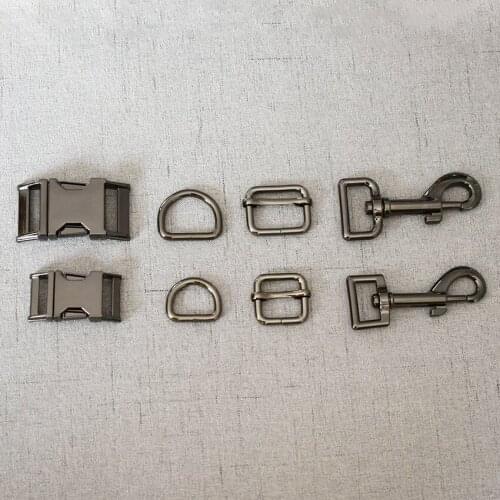 10 Sets 15mm 20mm 25mm Metal Belt Buckle Straps Slider D Ring Snap Clip Hook For Pet Dog Collar Leads Lobster Clasp Accessories