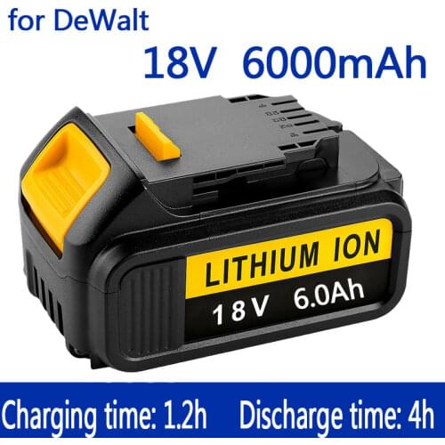 100% Original For DeWalt 18V 6000mAh Rechargeable Power Tools Battery with LED Li-ion Replacement DCB205 DCB204-2 20V DCB206