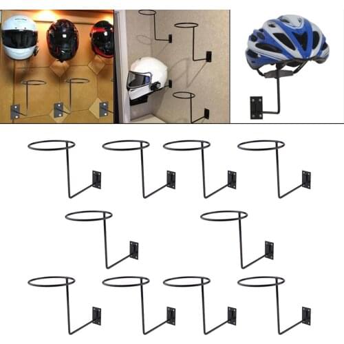 10x Motorcycle Helmet Hanger Wall Mounted Display & Organize Storage Rack Black