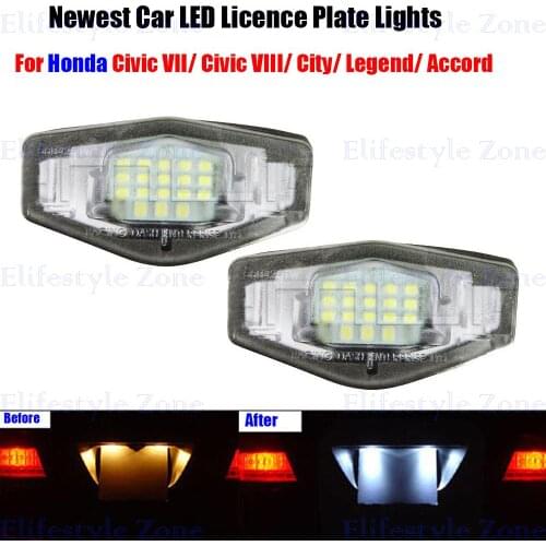 2 x LED Number License Plate Lamps OBC Error Free 18 LED For Honda Civic City Legend Accord