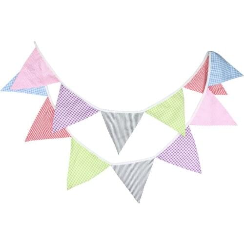 3.2m 12 Flags Grid Stripe Candy Color Banner Pennant Garland Birthday Bunting Wedding Party Decor Christmas New Year Photograph