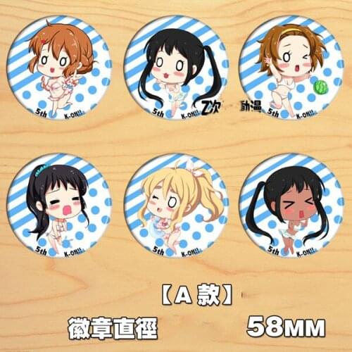 58MM Badges K-ON Acrylic Brooch Nakano Azusa Tainaka Ritsu Kotobuki Tsumugi Icon Buttons