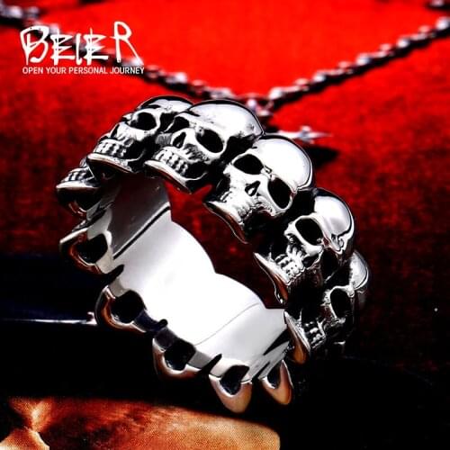 BEIER 316L stainless steel Skull ring mens ring punk biker party high frequency jewelry LLBR8-738R