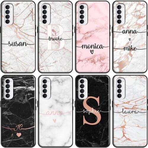 ROSE GOLD MARBLE CUSTOM NAME INITIALS Case For Realme 8 Pro 6 7 i Q3 Pro C3 C21 GT Neo Cover For OnePlus 9 Pro 8 7T 8T 9R Nord