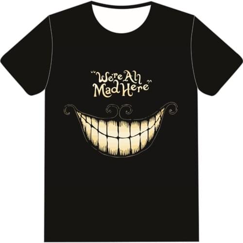 Kids 3D T-shirt Boys Girls Fashion Alice Adventures in Wonderland Cheshire Cat We're All Mad Here Print T shirt Children Tshirt