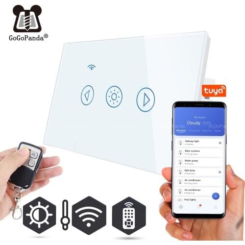 GoGoPanda New US Standard Touch Dimmer Switch Wifi Tuya App Remote Control 1 Gang Wall Light Adjust Light Smart Automation