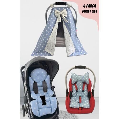 Jaju Baby Handmade, Blue Star 4-Piece Stroller Set (With Handle)