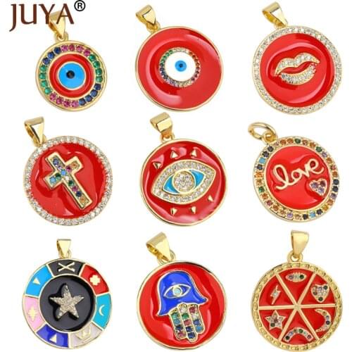 JUYA Fashion Enamel Charms Pendant for Jewelry Making Luxurious Charms Cross Pendant Evil Eye Pendants Supplies Necklace Pendant