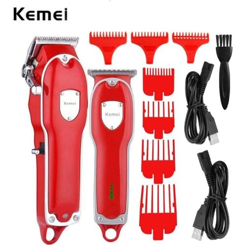 Kemei Professional Powerful Electric Hair Clipper and Hair Trimmer Combo Men Adjustable Rechargeable Finishing Haircut Machine