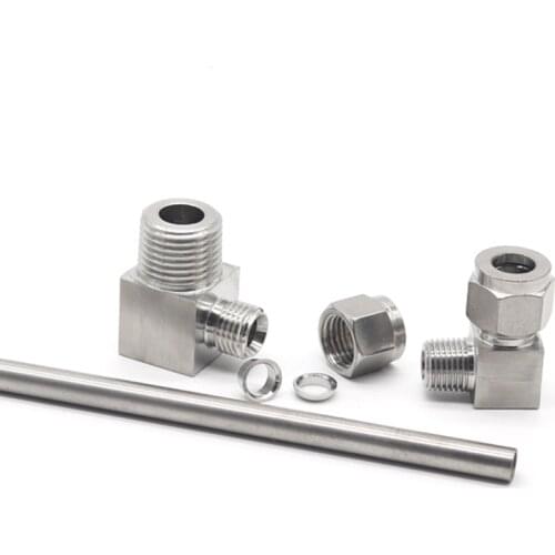 Stainless Steel 304 Elbow 1/4" 1/2" PT NPT Male Thread 8mm 10mm 12mm 1/4" 1/2" Double Ferrule Tube Compression Fitting Connector