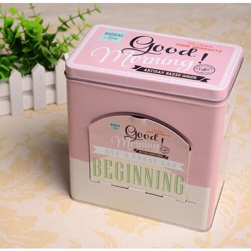 American style tinplate coffee tea dispenser storage box square candy biscuit sundries Jewelry wholesale small jars