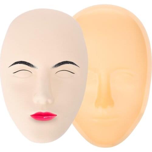 5D Face Makeup Soft Silicone Eyebrow Lip Face Tattoo Practice Skin Makeup Tool Mannequin Tattooist Skin Tattoo Training Head