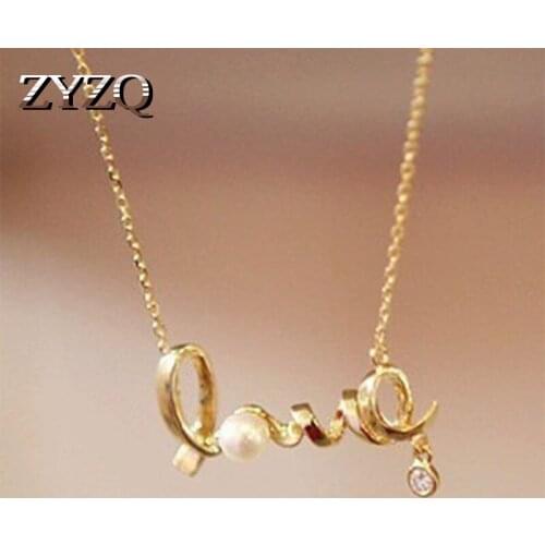 ZYZQ Fashion Letter Necklace For WOmen Romantic Letter Love Design Valentines Gift For Girlfriend Jewelry Wholesale Lots&Bulk