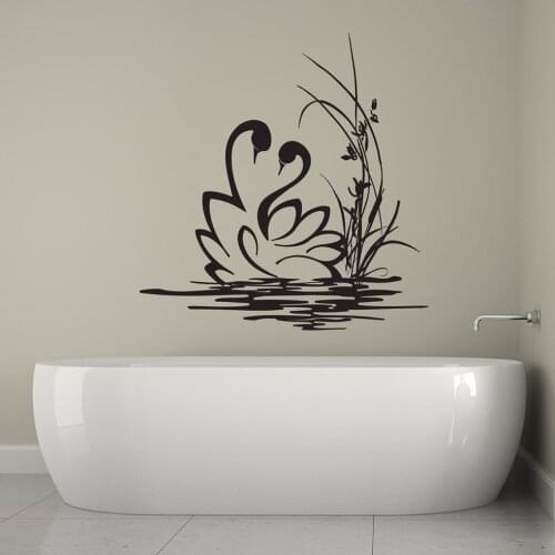 Bathroom Wall Decals Swans Nature Decal Bathroom Vinyl Stickers Home Decor Removable Art Decorations Waterproof Decal G477