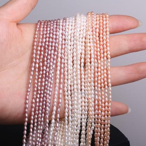 Natural Freshwater Pearl Beaded High Quality Rice Shape Punch Loose Beads for Make Jewelry DIY Bracelet Necklace Accessories