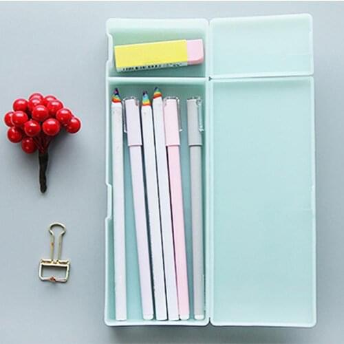 Pencil Box Transparent Plastic Cute Large Capacity Pencil Case Pen Container School Stationery Supplies