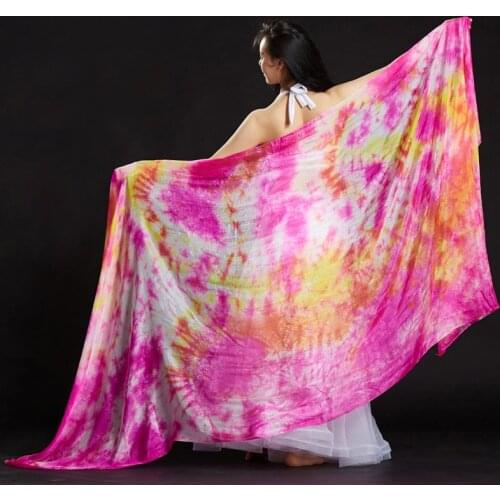 Belly Dance Shawl Women Belly Dance Silk Veil Tie-dyed Bandhnu Bellydance Shawl Belly Dance Accessories 250*110cm Veil