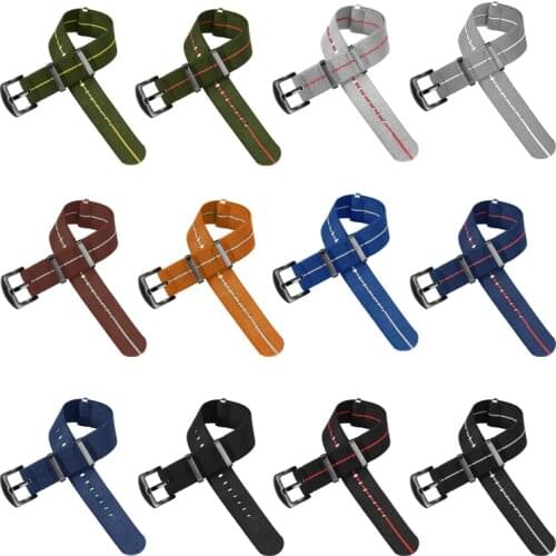 Elastic nylon NATO watchband diving retro dark blue for S-e-iko R-o-lex Universal mens watch strap canvas watch chain 20 22mm