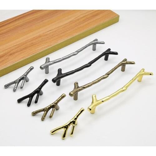 Fashion Tree Branch Furniture Handle 96mm 128mm Black Silver Bronze Kitchen Cabinet Handles Drawer Knobs Door Pulls Hardware