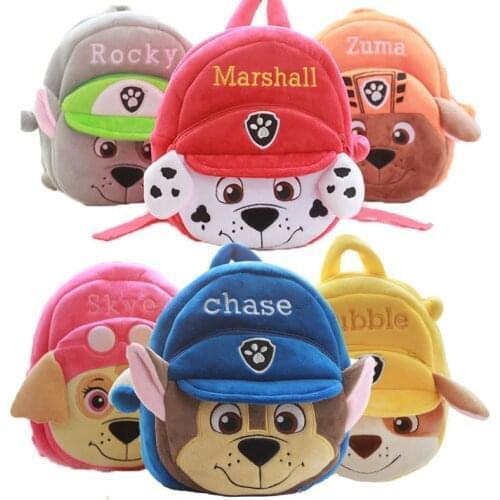 2020 New Paw Patrol Dog Cute Cartoon Mini Children Plush Toy Bag Kindergarten Boy Girl Baby Student Bag Children Gift Toys