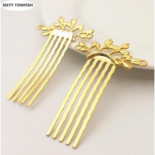 SIXTY TOWFISH 10 Pieces 38*60mm Alloy Kc Gold/Silver/Gold color Tree-Branch Fancy Hair Combs Fashion Hairwear Hair Jewelry