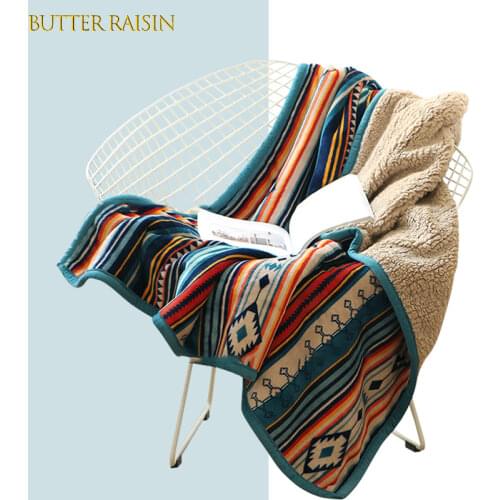 Super Soft Retro Coral Fleece Throws Blanket For Sofa Office Travel Thicken Bohemian Sherpa Blankets For Beds Winter Bedspread