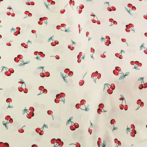 Booksew 100% Cotton Poplin Fabric For DIY Dress Clothing 145cm Width Cherry Tissus Au Metre White Telas Patchwork Algodon