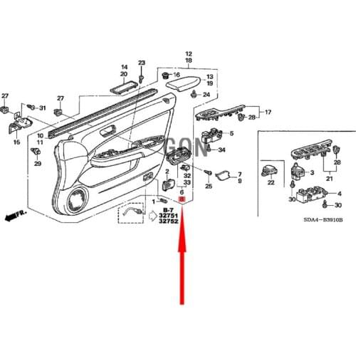 Front door inner handle [gray brown] 2003-Hon daA CCO RD inner door bowl sticker handle frame inner handle left inner clasp