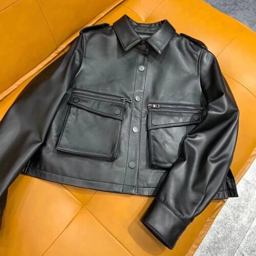 Genuine leather jackets women 2021 spring autumn new fashion plus size real sheepskin leather coat ladies