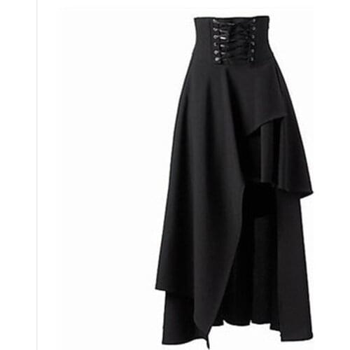 Women Skirt Medieval Retro Solid Gothic Court Lace Ruffled Multilayer Long Sleeve Color Autumn Winter Lolita Punk Skirts