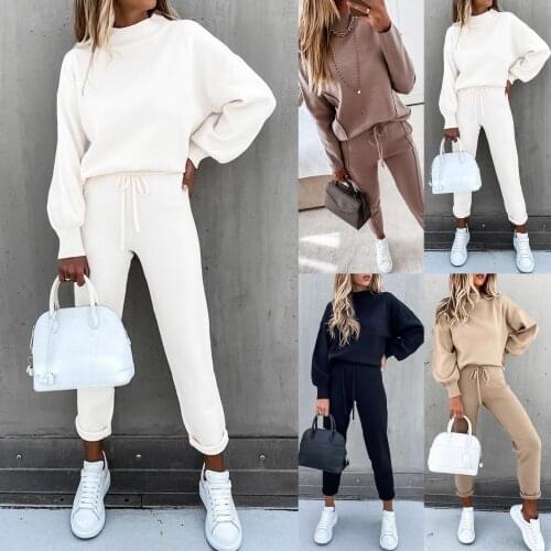 Women Autumn Long Sleeve Pullover Sweatshirt Pants Sportswear Set Tracksuit 2020 new Casual two-piece sweatshirt suit sportswear