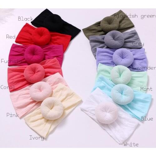 12pcs/lot Round Turban Headband Soft Nylon Head Wraps One Size Fits All Baby Girl Hair Accessory