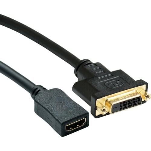 2PCS 0.3M DVI-D Female HDMI-compatible Female Adapter Short Cable