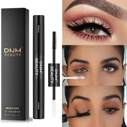 1PC 2 IN 1 Waterproof 4D Silk Fiber Volume Double Lengthening Curling Eye Maquiagem Moisturizing Mascara Kit Fiber Lash Mascara