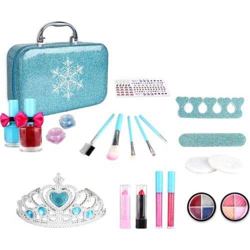22pcs Childrens Makeup Set Girl Princess Frozen Dressing Table Makeup Toy Mini Box Washable First Princess Starter Set