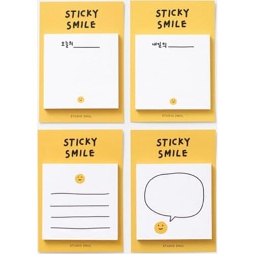 4Patterns Cute Smile Dialog Box Square Writable Paper Memo Sticker Stationery Post-tNote Craft Decoration Sticky Smile