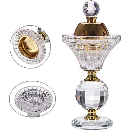 5.9inch Arabian Incense Burner Crystal Incense Burner Diamonds Floral Style Crystal Incense Home Yoga Studio Decor Ornament