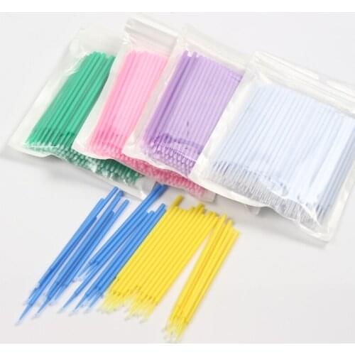 5bag Disposable Micro Brush Individual Lashes Removing Cotton Swab Micro Brushes Eyelash Extensions Makeup Microblading Tools