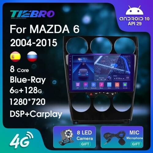 2DIN Android10 Blue-ray Car Radio For Mazda 6 2004-2015 GPS Navigation Stereo Receiver Auto Radio Car Video Bluetooth Player IGO