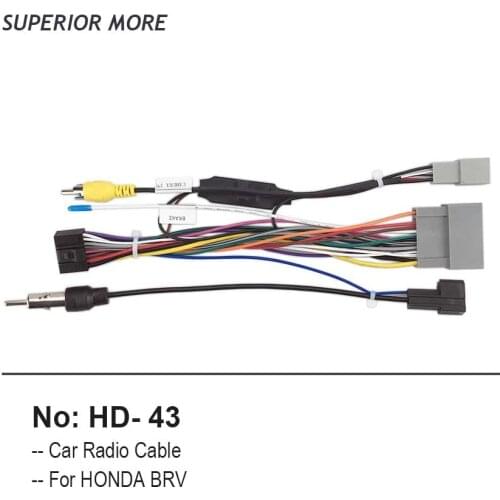 Car Stereo Radio Cable Wire Harness Adapter for HONDA BRV DVD Navi Android Audio Media Player 16pin Power Connector Socket