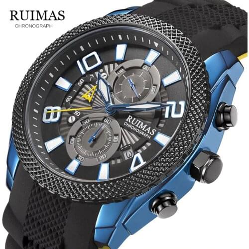 New RUIMAS Silicone Strap Men Watches Fashion Top Brand luxury Business Luminous Quartz Watch Men Casual Waterproof Date Clock