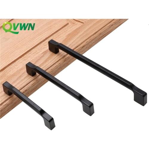 QVWN Black Solid Aluminum Alloy kitchen Handles Modern Simple Drawer Handles Shoe Cabinet pull knobs and Wardrobe Door Handles