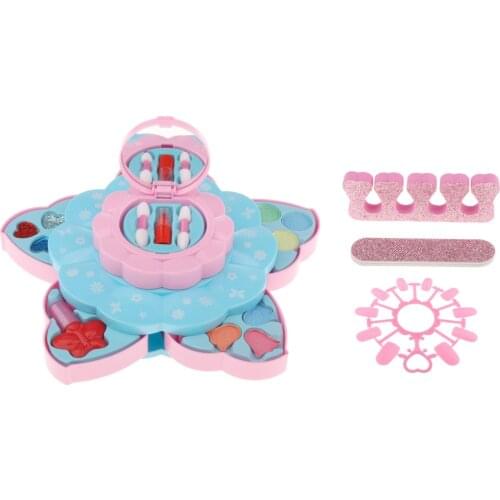 Pretend Play Kid Make Up Toys Pink Makeup Set Princess Nail Tools Simulation Plastic Toy For Girls Dressing Cosmetic Set