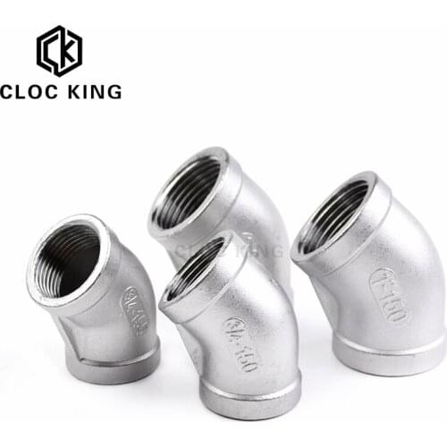 1/4" 3/8" 1/2" 3/4" 1" 1-1/4" 2" BSP Female 304 Stainless Steel 45 Degree Elbow Threaded Pipe Fitting Connector For Water Oil Ai